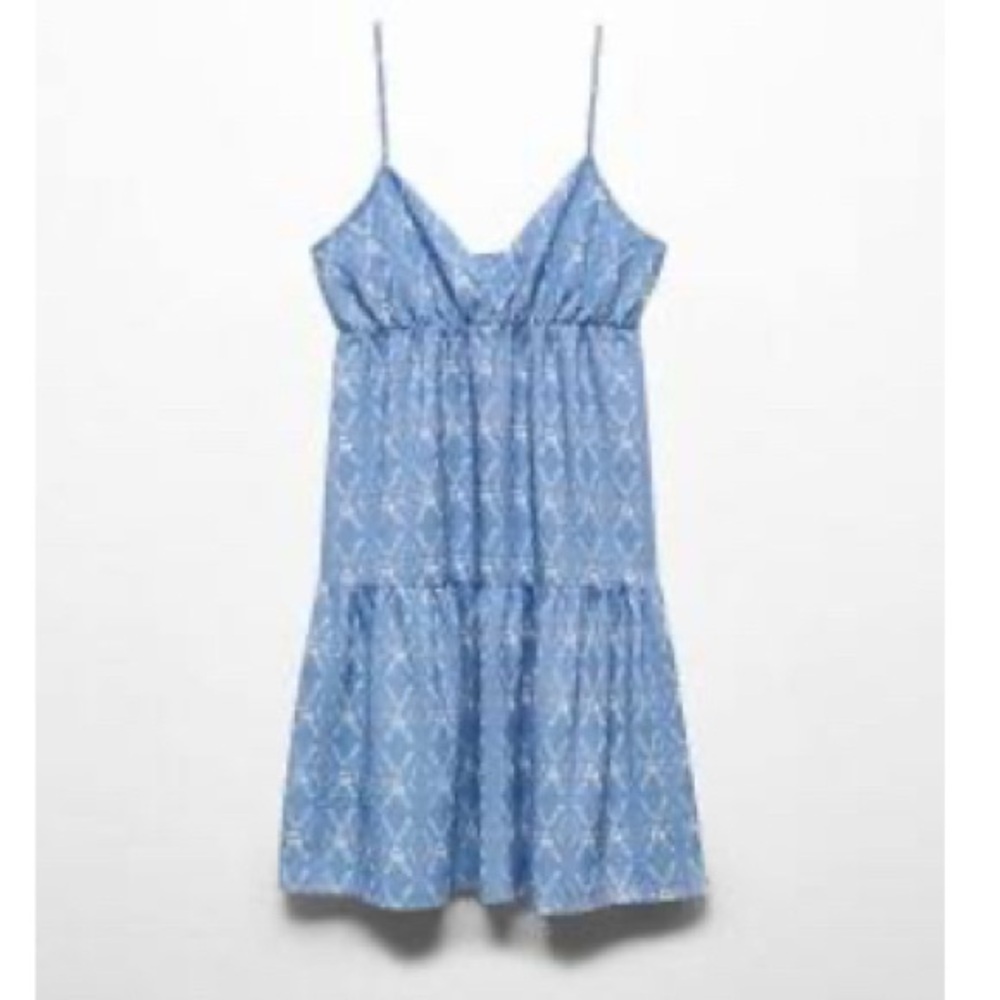 MANGO TEEN Blue and White Patterned Dress